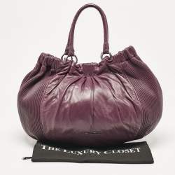 Miu Miu Purple Leather Pleated Hobo