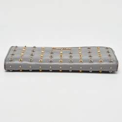 Miu Miu Grey Leather Studded Zip Continental Wallet