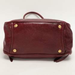 Pre Owned Miu Miu Burgundy Leather Bow Shoulder Bag