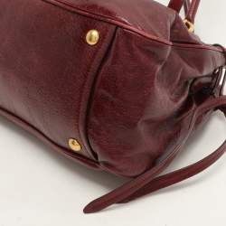 Pre Owned Miu Miu Burgundy Leather Bow Shoulder Bag