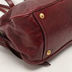 Pre Owned Miu Miu Burgundy Leather Bow Shoulder Bag