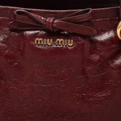 Pre Owned Miu Miu Burgundy Leather Bow Shoulder Bag