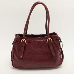 Pre Owned Miu Miu Burgundy Leather Bow Shoulder Bag