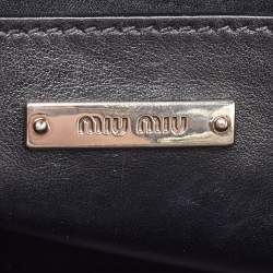 Miu Miu Cream/Black Lizard Embossed Leather Crystal Embellished Tote