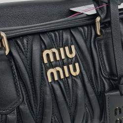 Miu Miu Black Leather Matrasse Arkady Tote Bag