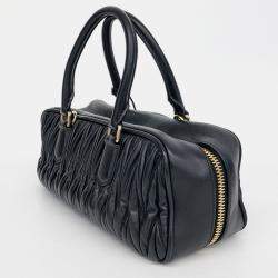 Miu Miu Black Leather Matrasse Arkady Tote Bag