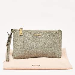 Pre Owned Miu Miu Blue/White Stingray Wristlet Pouch Clutch