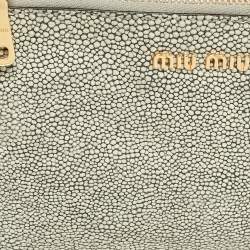 Pre Owned Miu Miu Blue/White Stingray Wristlet Pouch Clutch