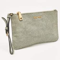 Pre Owned Miu Miu Blue/White Stingray Wristlet Pouch Clutch
