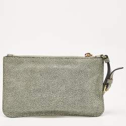 Pre Owned Miu Miu Blue/White Stingray Wristlet Pouch Clutch