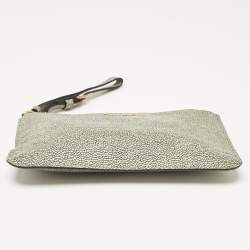 Pre Owned Miu Miu Blue/White Stingray Wristlet Pouch Clutch
