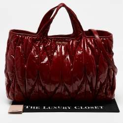 Miu Miu Red Matelasse patent Leather Shopper Tote