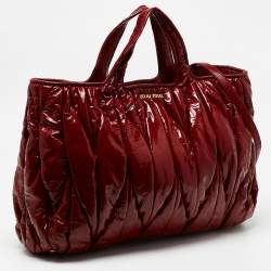 Miu Miu Red Matelasse patent Leather Shopper Tote