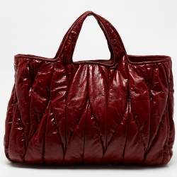 Miu Miu Red Matelasse patent Leather Shopper Tote