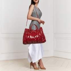 Miu Miu Red Matelasse patent Leather Shopper Tote