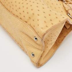 Miu Miu Tan Ostrich Leather Special Edition 07/8 Push Lock Tote