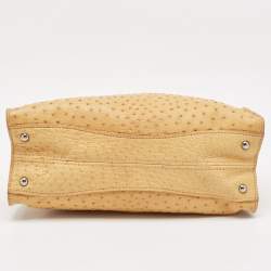 Miu Miu Tan Ostrich Leather Special Edition 07/8 Push Lock Tote