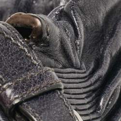 Miu Miu Dark Blue Leather Ruched Buckle Clutch