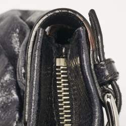 Miu Miu Dark Blue Leather Ruched Buckle Clutch