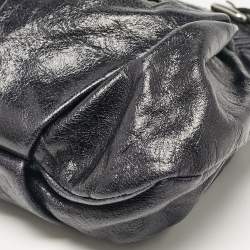Miu Miu Dark Blue Leather Ruched Buckle Clutch