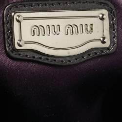 Miu Miu Dark Blue Leather Ruched Buckle Clutch