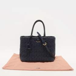 Miu Miu Blue Matelasse Leather Tote