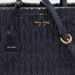 Miu Miu Blue Matelasse Leather Tote