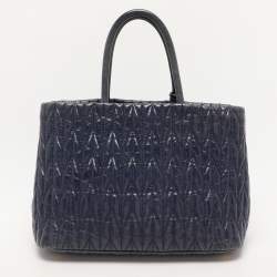 Miu Miu Blue Matelasse Leather Tote