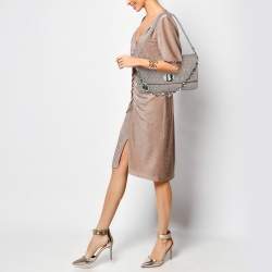 Miu Miu Grey Matelassé Nappa Leather Crystal Shoulder Bag