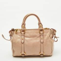 Miu Miu Beige Leather Gathered Tote