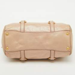 Miu Miu Beige Leather Gathered Tote