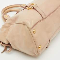 Miu Miu Beige Leather Gathered Tote