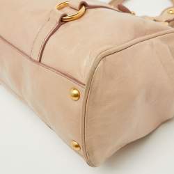 Miu Miu Beige Leather Gathered Tote