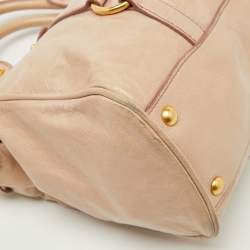 Miu Miu Beige Leather Gathered Tote