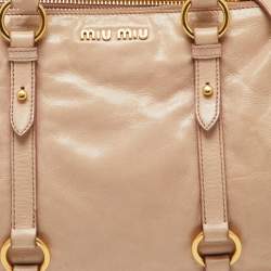 Miu Miu Beige Leather Gathered Tote