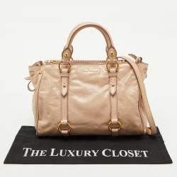 Miu Miu Beige Leather Gathered Tote