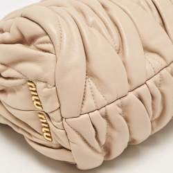 Miu Miu Beige/Cream Matelassé Leather Frame Crossbody Bag