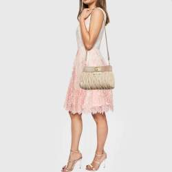 Miu Miu Beige/Cream Matelassé Leather Frame Crossbody Bag