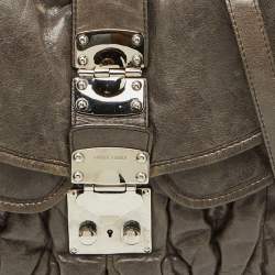 Miu Miu Grey Matelassé Lux Leather Coffer Hobo