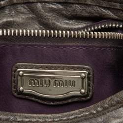 Miu Miu Grey Matelassé Lux Leather Coffer Hobo