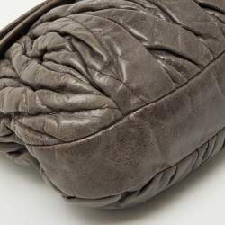 Miu Miu Grey Matelassé Lux Leather Coffer Hobo