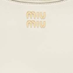 Pre Owned Miu Miu White Madras Leather Hobo