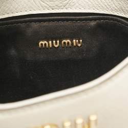 Pre Owned Miu Miu White Madras Leather Hobo