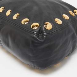Miu Miu Black Leather Studded Hobo