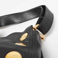 Miu Miu Black Leather Studded Hobo