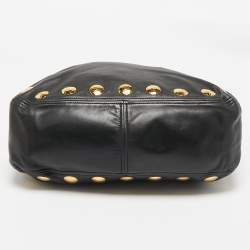 Miu Miu Black Leather Studded Hobo