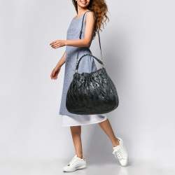 Miu Miu Black Leather Patchwork Harlequin Hobo
