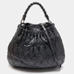 Miu Miu Black Leather Patchwork Harlequin Hobo