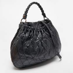 Miu Miu Black Leather Patchwork Harlequin Hobo