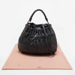 Miu Miu Black Leather Patchwork Harlequin Hobo